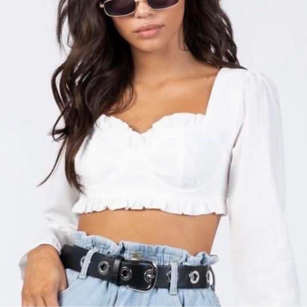 Princess Polly White Ruffle Crop Top